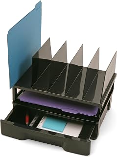 Officemate Recycled Drawer with Letter Tray and Vertical Sorter, Black (26095)