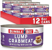Bumble Bee Lump Crab Meat, 6 oz Can (Pack of 12) - 14g Protein & 1g Carb Per Serving - Wild Caught, Small Chunks, Drain Before Use - Packaging May Vary