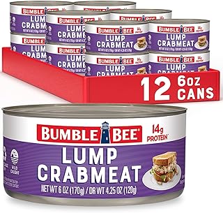 Bumble Bee Lump Crab Meat, 6 oz Can (Pack of 12) - 14g Protein & 1g Carb Per Serving - Wild Caught, Small Chunks, Drain Before Use - Packaging May Vary