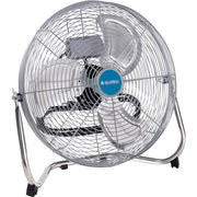 18" Diameter Industrial Floor Fan with Pivoting Head by Global Industrial – 21"L x 20.25"W x 7.5"H, Aluminum, Black/Gray/Silver, Model 258324