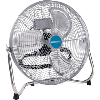18" Diameter Industrial Floor Fan with Pivoting Head by Global Industrial – 21"L x 20.25"W x 7.5"H, Aluminum, Black/Gray/Silver, Model 258324