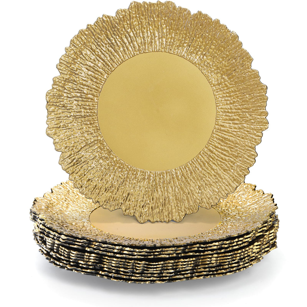 Coloch Charger Plates, 13 Inch Plastic, Set of 12, Gold