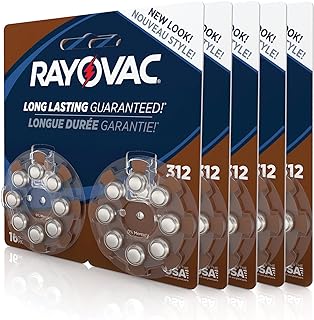 Rayovac L312ZA-80ZM Mercury Free Hearing Aid Battery, Size 312, 80- Count