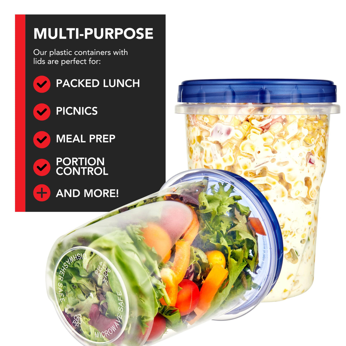 32oz Plastic Containers with Twist Top Lids (6 Pack) by Stock Your Home – 32 oz, 32.0 ounces, Plastic, Blue, Pack of 6