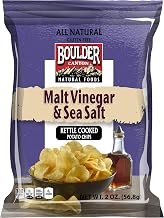 Boulder Canyon Malt Vinegar and Sea Salt Kettle Cooked Potato Chips - 2 oz. bag, 8 per case
