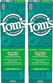 Tom's of Maine Natural Wicked Fresh! Fluoride Toothpaste, Spearmint, 4.7 oz. 2-Pack