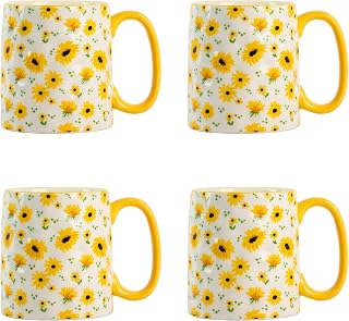 10 Strawberry Street Bella Sunflower Mug, Set of 4