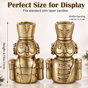 Yungyan Nutcracker Taper Candle Holders, Vintage Gold, Set of 2