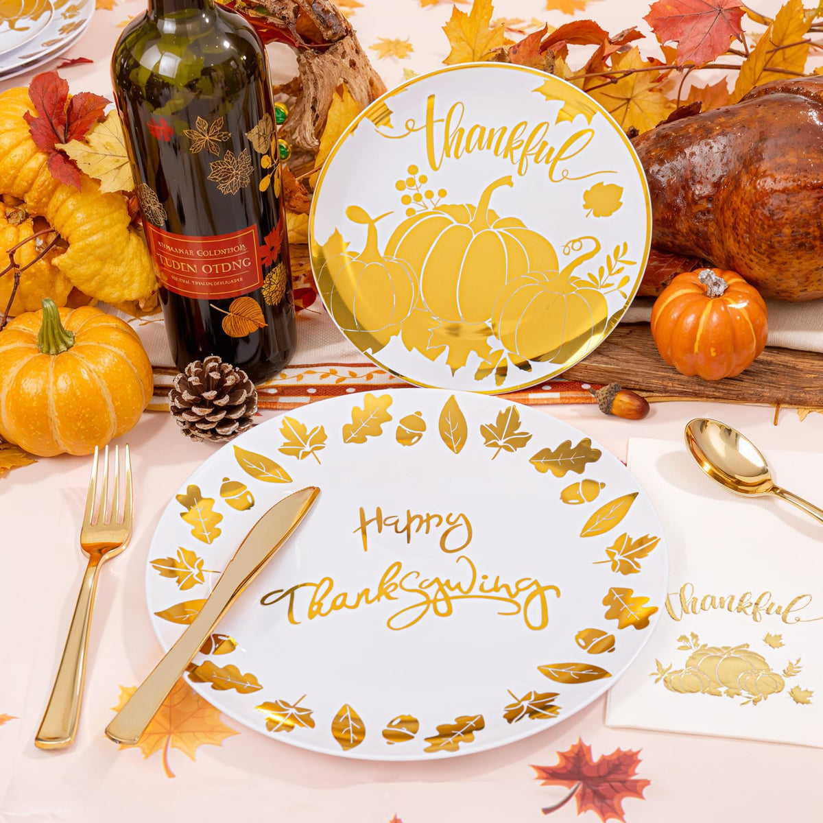 Festiva Thanksgiving Dinnerware Set, 176 Pieces, Pumpkin