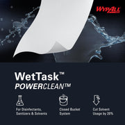 WypAll PowerClean WetTask for Solvents – 6 x 95 Towels, 1 Bucket (06001)