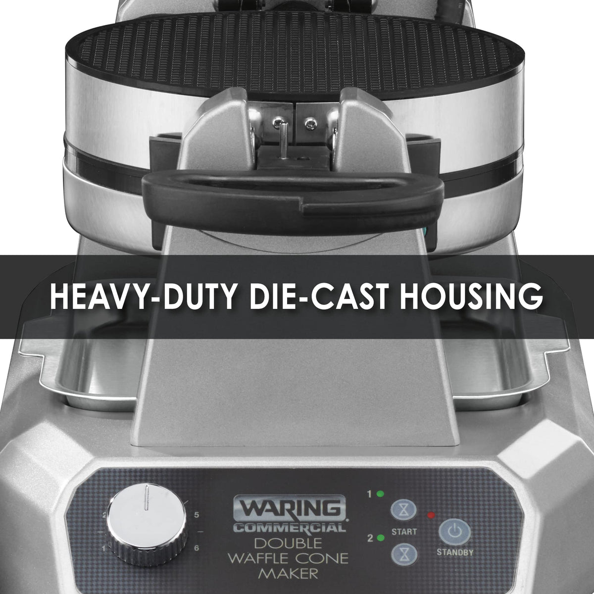Waring Double Waffle Cone Maker / 18.62 x 12.37 x 11.25 inches / Silver Commercial Waffle Makers