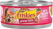 Purina Friskies Prime Filets Wet Cat Food, Salmon & Beef, (24) 5.5 oz Cans