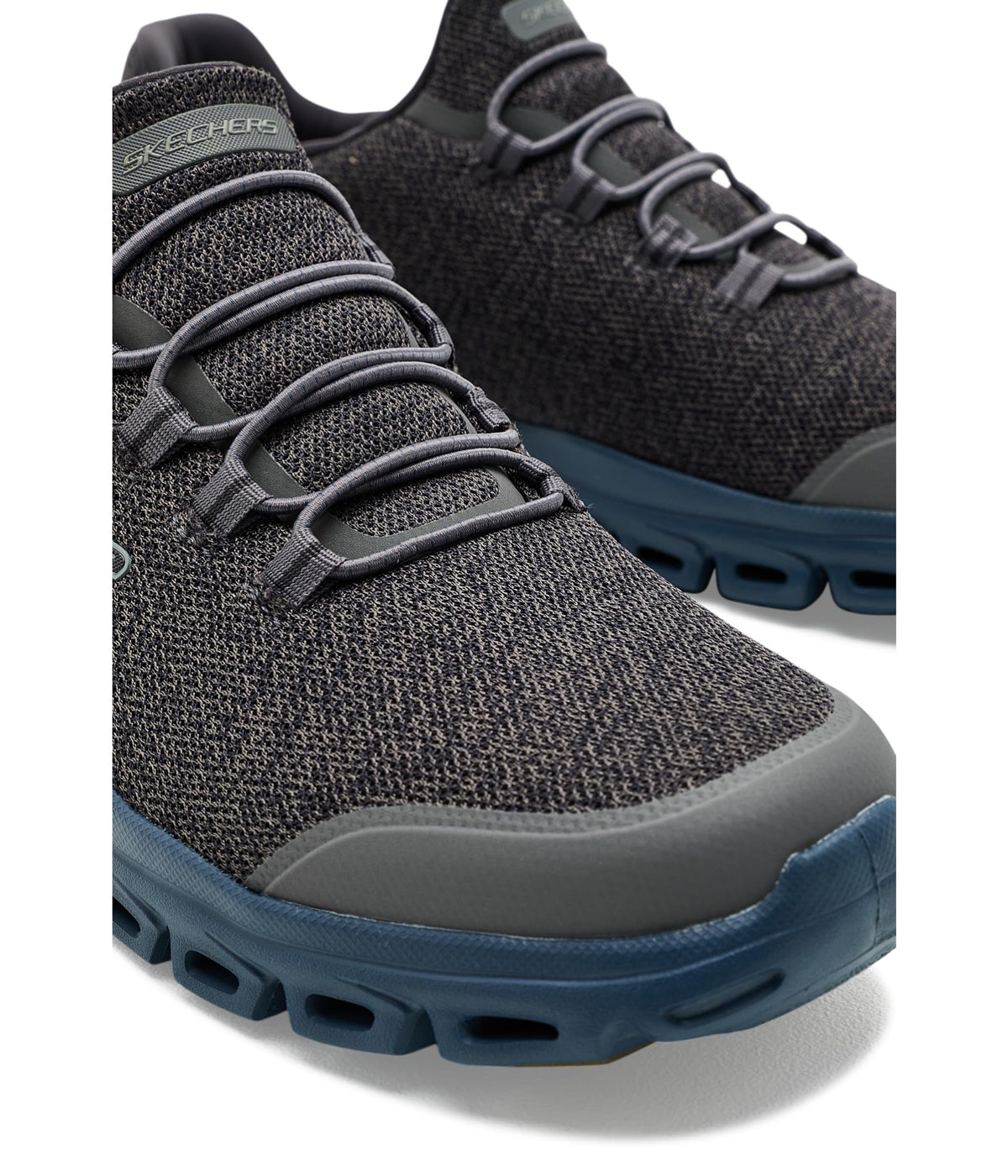 Men's Glide-Step Wallen Slip-On by Skechers – Mesh, Charchaol/Navy, Model 233019