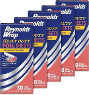 Reynolds Wrap Heavy Duty Foil Sheets, 30 Sheets (Pack of 5), 150 Total