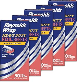 Reynolds Wrap Heavy Duty Foil Sheets, 30 Sheets (Pack of 5), 150 Total