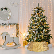 Blissun Christmas Tree Collar, Sequin Fabric Ring, Bright Gold, 15 x 25.6 Inch