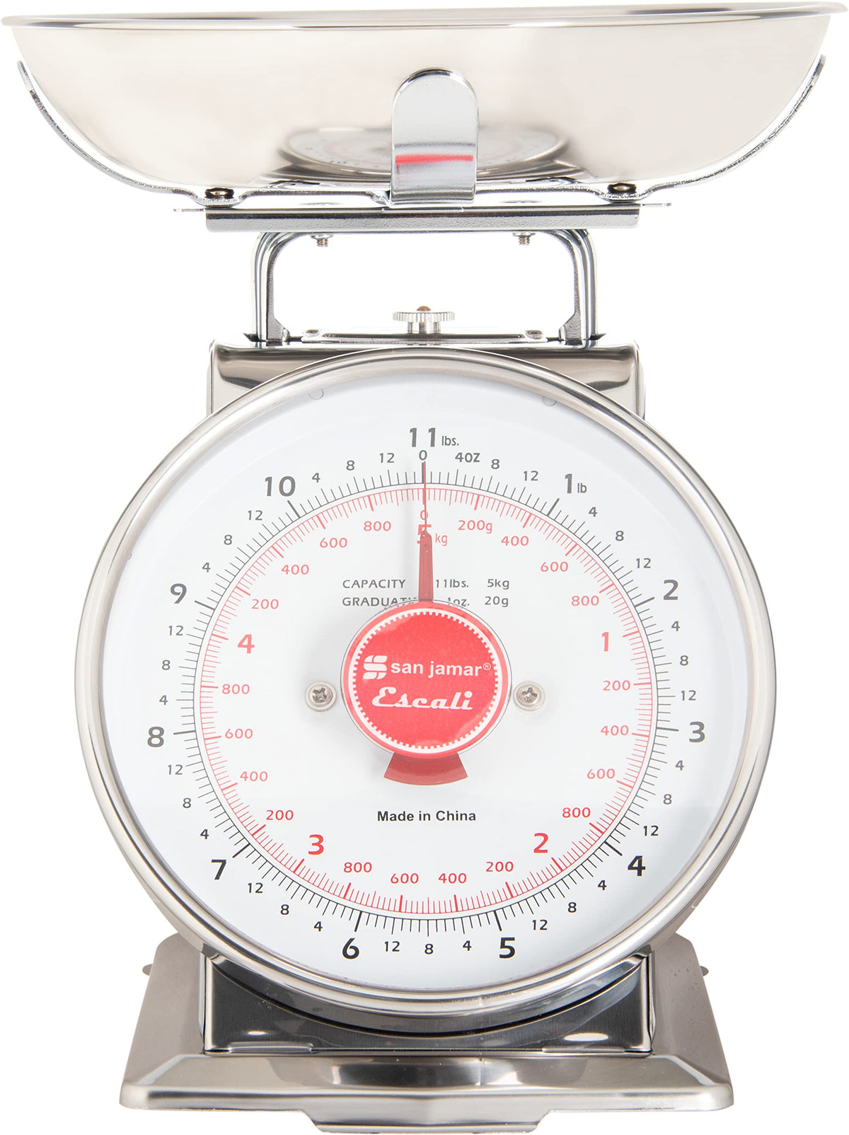 Escali Mercado Dial Scale 11 Lb X 1 Oz by San Jamar – 0.0 ounces, Metal - other, Silver, Model SCDLB11