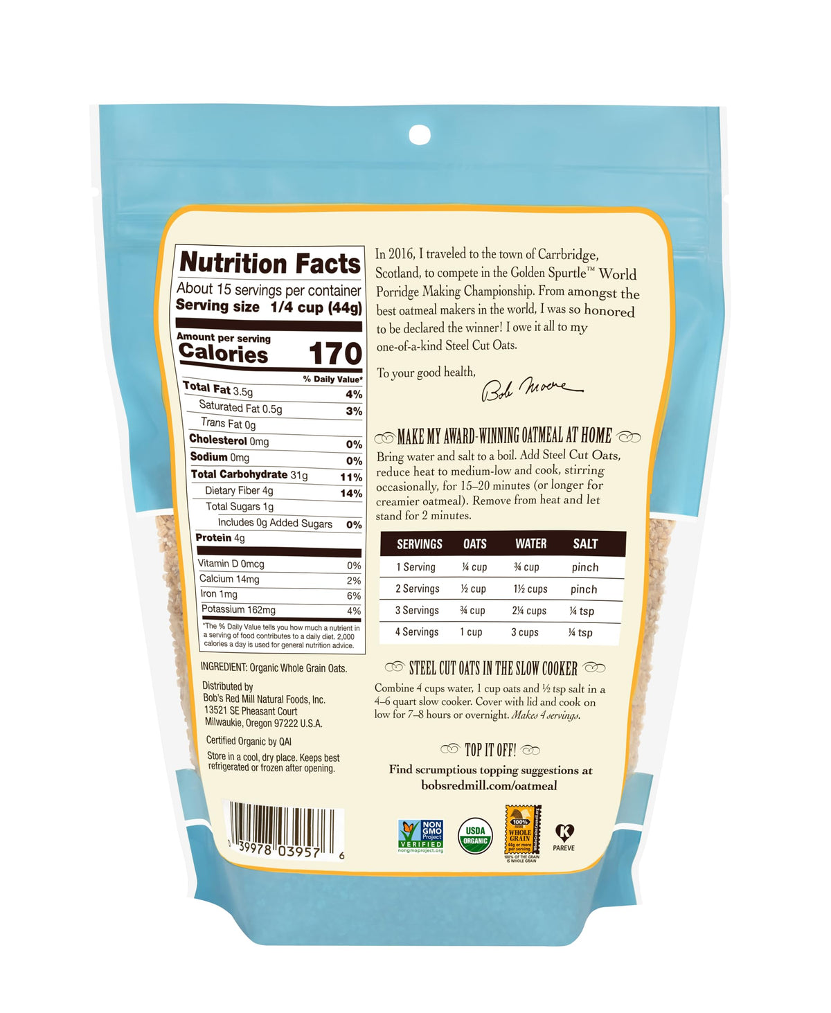 Bob's Red Mill 24 Ounce (Pack of 2) / Resealable / 1 Breakfast Foods