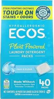 ECOS Free And Clear Laundry Detergent Packs, 40 Count
