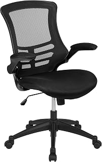 Flash Furniture Set of 8 Mid-Back Swivel Ergonomic Task Office Chairs with Flip-Up Arms, Black Mesh | Flip-up Arms, Mid-Back, Mesh Back