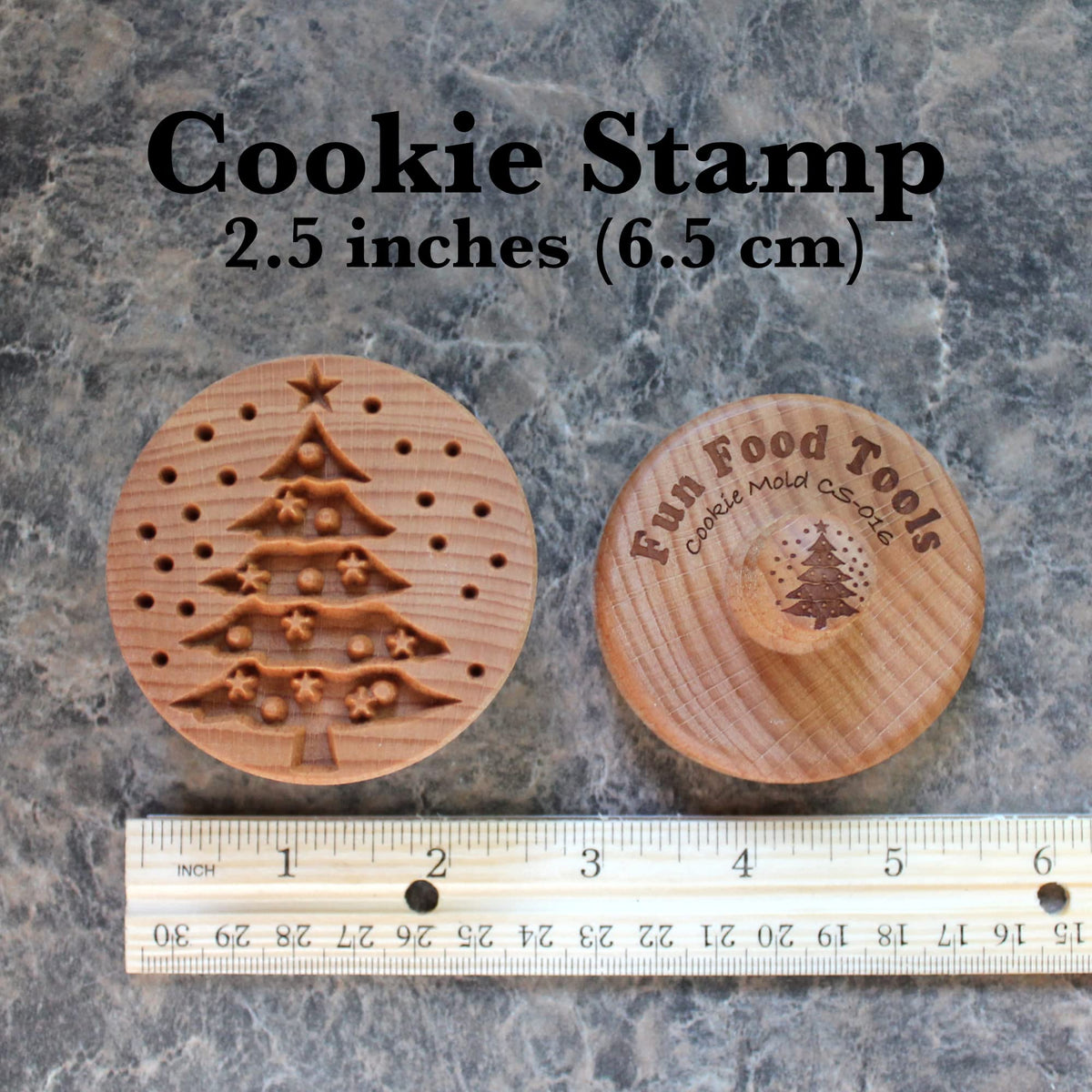 Fun Food Tools Cookie Stamp, 2.5 Inch Diameter, Christmas Tree