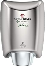 World Dryer K4-973P SMARTdri Plus High Efficiency Intelligent Automatic Hand Dryer with Stainless Steel Brushed Cover, Single Port Nozzle, 208-240V