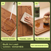 Royal Craft Wood Bamboo Cutting Board Set, 3 Piece with Juice Groove, Brown