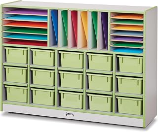 Jonti-Craft Rainbow Accents 0416JCWW130 Sectional Cubbie-Tray Mobile Unit - with Trays - Key Lime Green