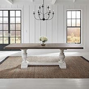 Liberty Furniture River Place Trestle Dining Room Table 102" Length - Self-Storing Leaf - Riverstone White & Tobacco