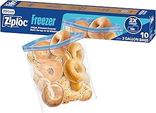 Ziploc 2 Gallon Food Storage Freezer Bags, Easy Open and Close, 10 Count