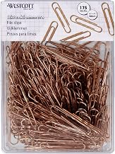 Westcott Paper Clips Copper Pack of 175 | Storage Pack File Clips 50 mm | Practical Plastic Box | Paper Clips for Office and Household | E-10644 00