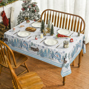 Horaldaily Snowman Tablecloth, 60 x 84 Inch Rectangle, Blue Pine