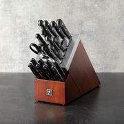 Classic Precision 20-pc Self-Sharpening Knife Block Set by HENCKELS – 20-pc, ZWILLING Carbon No Stain Steel, Brown, Pack of 20, Model 1025288