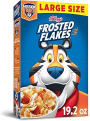 Kellogg's Frosted Flakes Breakfast Cereal, 8 Vitamins and Minerals, Kids Snacks, Large Size, Original, 19.2oz Box (1 Box)