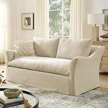 Modway Somerset 70-Inch Modern Slipcovered Linen Blend Loveseat in Linen – Deep Seat Bench Cushion Upholstered Loveseat with Sloped Arms – Small Space 2-Seat Fabric Sofa for Living Room or Apartment