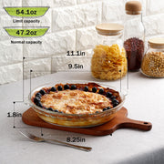 Nutriups Glass Pie Plate, Round Baking Dish, Clear 9.5 Inch