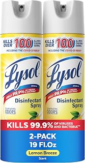 Lysol Disinfectant Spray, Sanitizer, Lemon, 19 oz, 2 Pack