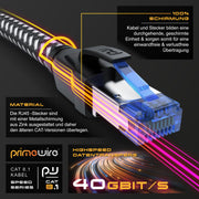 CSL, 3 ft CAT 8 Ethernet Cable - 40 Gbits High Speed LAN Network - Cotton-Braided Patch Cable - Heavy Duty S/FTP PIMF Shielding & RJ45 Connector - CAT8.1 for Router, Gaming