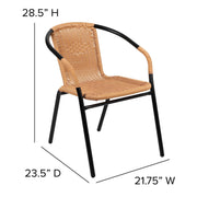 Lila 4 Pack Beige Rattan Indoor-Outdoor Restaurant Stack Chair | Versatile and Stylish Seating by Flash Furniture – Set of 4, Rattan, Beige, Pack of 4, Model 4-TLH-037-BGE-GG
