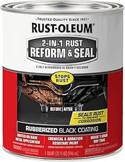 Rust-Oleum Stops Rust 2-in-1 Rust Reform & Seal Coating, Black | Rust and Corrosion Preventive | Multi-Purpose Durable Automotive Coating | Rubberized | Fast Dry | Quart