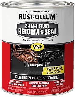 Rust-Oleum Stops Rust 2-in-1 Rust Reform & Seal Coating, Black | Rust and Corrosion Preventive | Multi-Purpose Durable Automotive Coating | Rubberized | Fast Dry | Quart