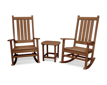 Vineyard 3-Piece Rocking Set (Teak) by Polywood – 34 inches (W) x 74 inches (L) x 45.88 inches (H), Plastic, Teak, Pack of 3, Model PWS355-1