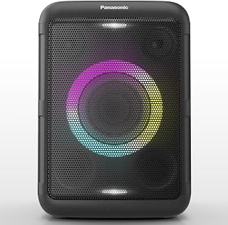 Panasonic BMAX Portable Speaker Bluetooth, 75W Bass Boost Long Battery Life, Wireless, 7 Light Colors & 12 Patterns w/Flash & Strobe Plug-in Guitar & Host Karaoke Party, SC-BMAX5