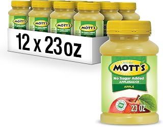 Mott's No Sugar Added Applesauce, 23 Oz Jar (Pack Of 12), Good Source Of Vitamin C, No Artificial Flavors