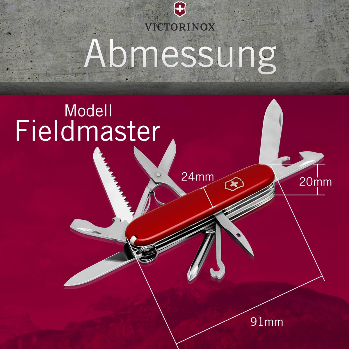 Fieldmaster Taschenmesser mit Gravur I Geschenk für Männer zum Geburtstag I Messer by Victorinox – Stainless Steel, Silver, Model fieldmaster_gravur