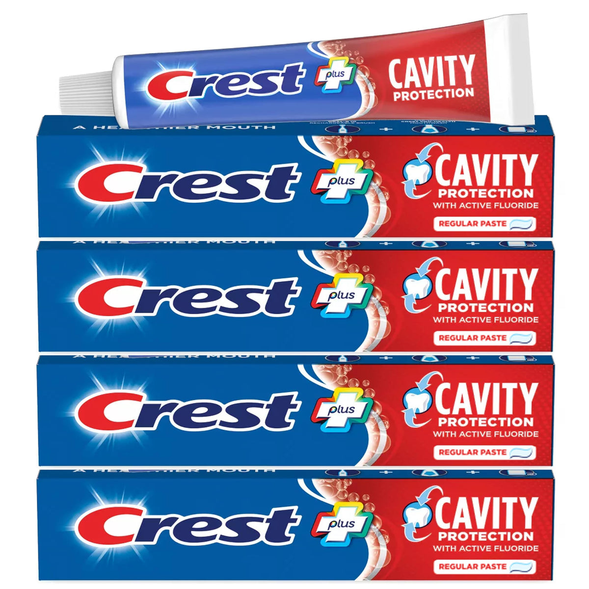 Cavity Protection Toothpaste Regular - 8.2 Ounce (Pack of 4) by Crest – 8.2 Ounce (Pack of 4), Plastic, No Color, Pack of 4, Model 245941