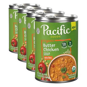 Organic Butter Chicken Soup with Rice by Pacific Foods – 16.3 Fl Oz (Pack of 4), Pack of 4