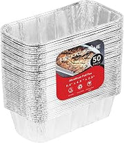 2 Lb Aluminum Foil Mini Loaf Pans (50 Pack) Disposable Small Loaf Pan by Stock Your Home – 50 Pack, 2.0 liters, Aluminum, Silver, Pack of 100