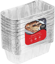 2 Lb Aluminum Foil Mini Loaf Pans (50 Pack) Disposable Small Loaf Pan by Stock Your Home – 50 Pack, 2.0 liters, Aluminum, Silver, Pack of 100