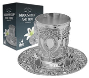 Ner Mitzvah Wine Goblet with Saucer, 6 Ounces, Nickel Plated